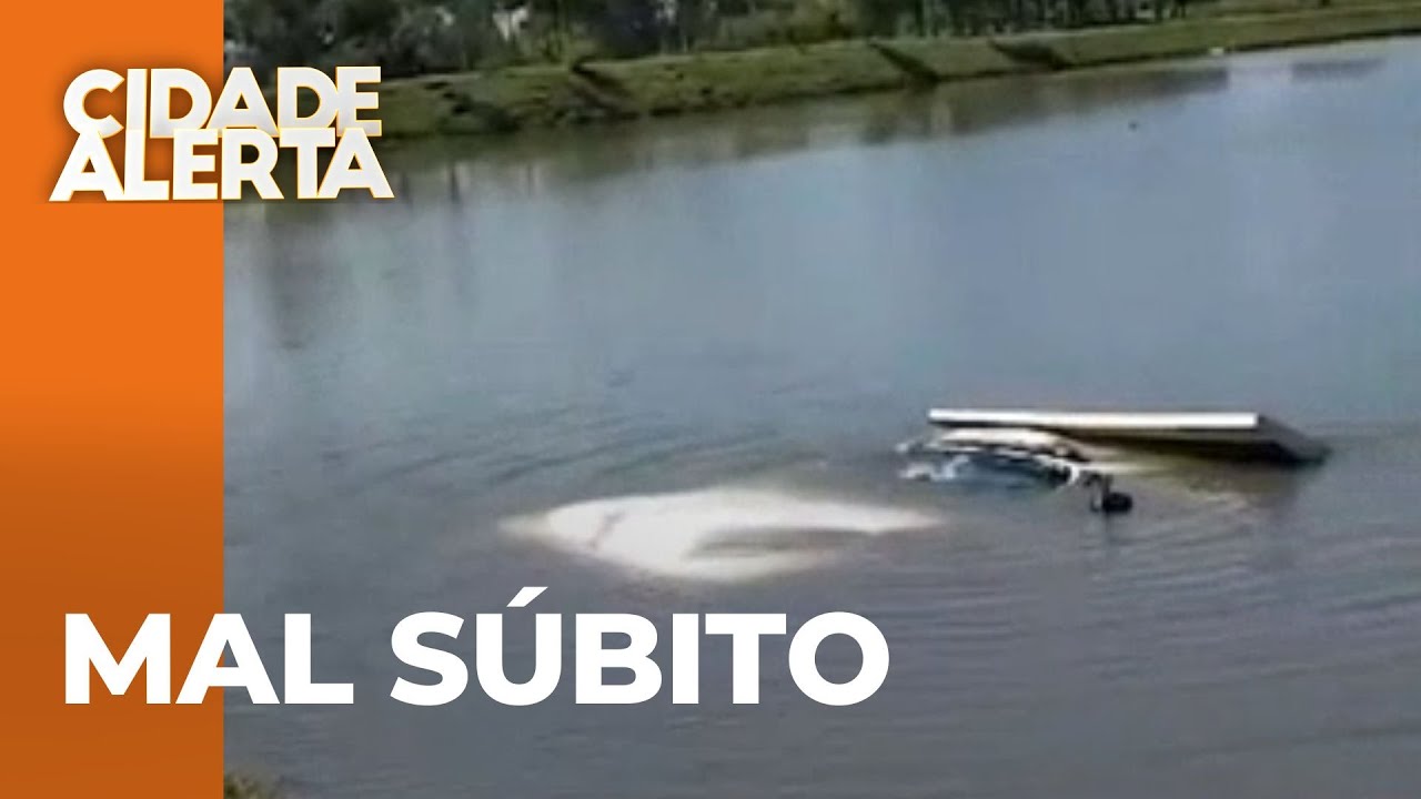 Motorista sofre mal súbito e cai caminhão dentro de lago em