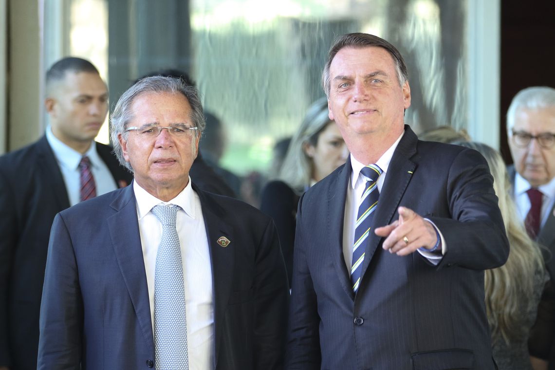  Paulo Guedes e Jair Bolsonaro comentam sobre reforma da Previdência (FOTO: RODRIGUEZ POZZEBOM/AGÊNCIA BRASIL) 