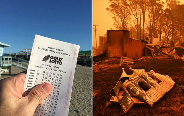  homem ganha loteria após incêndio 