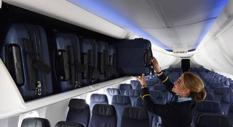  Bagageiros de cabine de um Boeing 737-800 comportam 118 bagagens de mão (Foto: Divulgação/Boeing) 