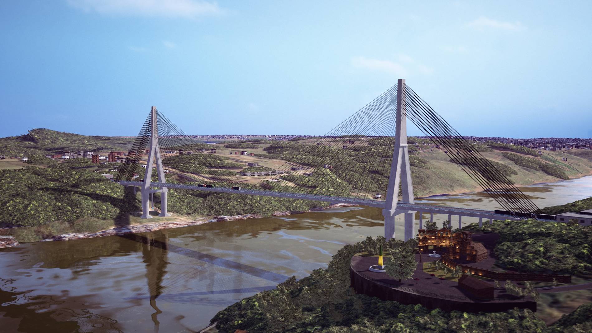 Projeção da nova ponte entre Brasil e Paraguai (FOTO: DIVULGAÇÃO)