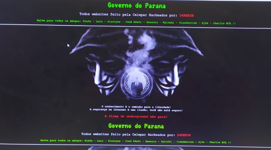  sites governo do paraná hackeados 