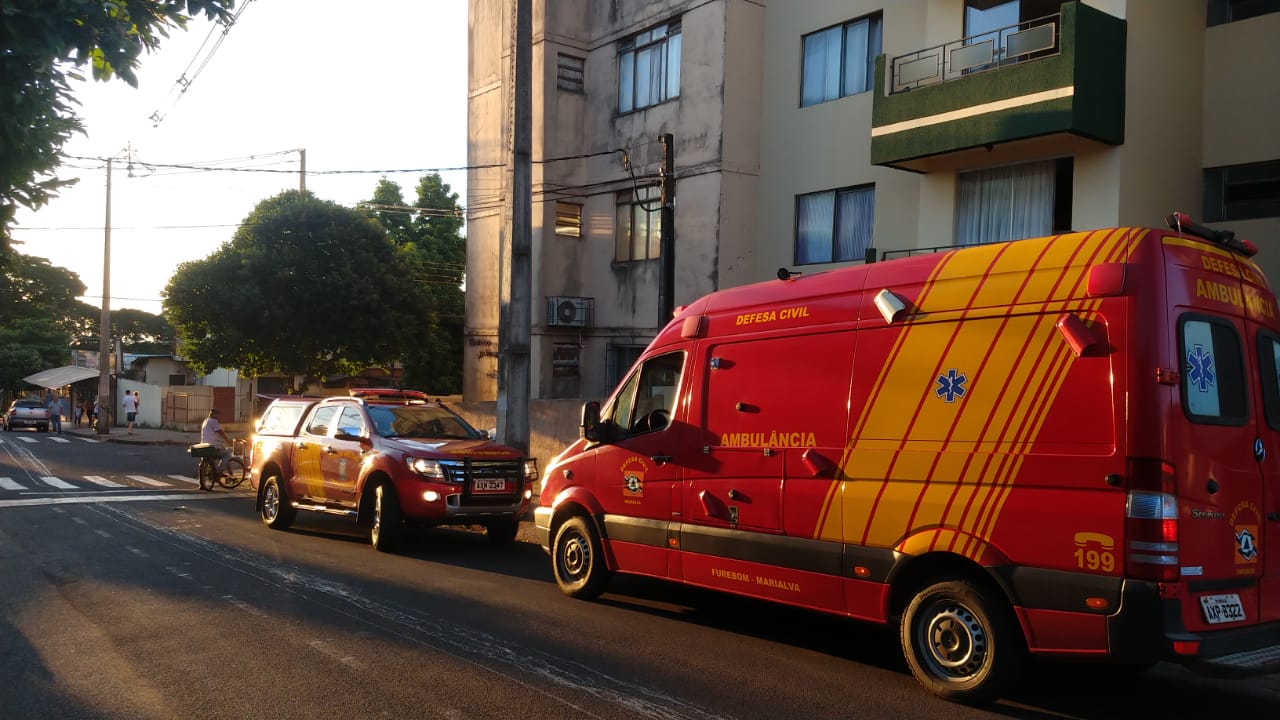  Criança cai do quarto andar de prédio em Marialva (Foto: Evandro Mandadori, da RIC TV 