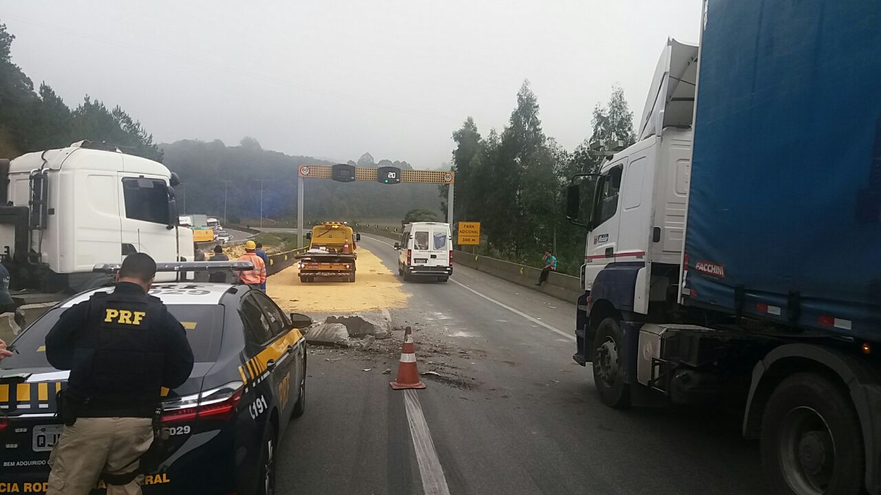 Pistas estão bloqueadas. (Foto: PRF)