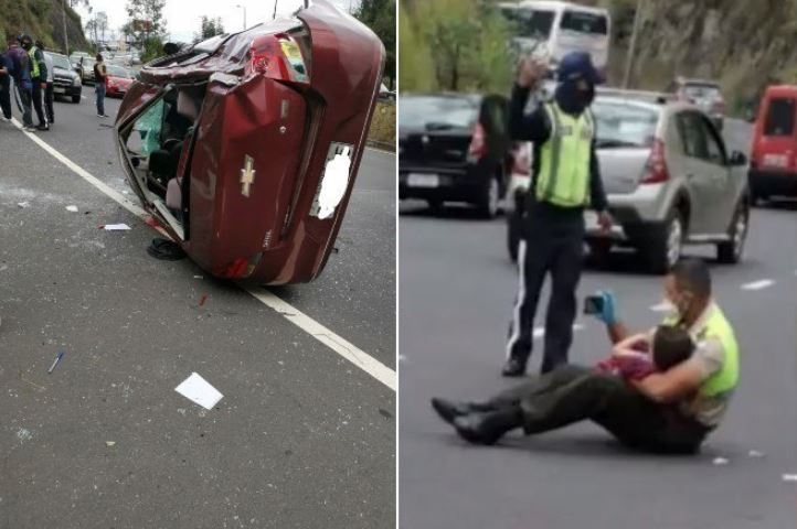  policial acalma criança acidente carro 