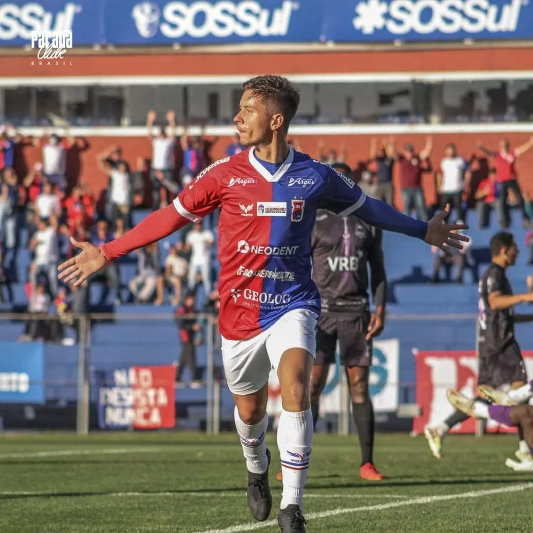  Gabriel Correia comemora o primeiro gol do Tricolor contra o Pérolas Negras. (Foto: Oscar Felipe | Paraná Clube) 