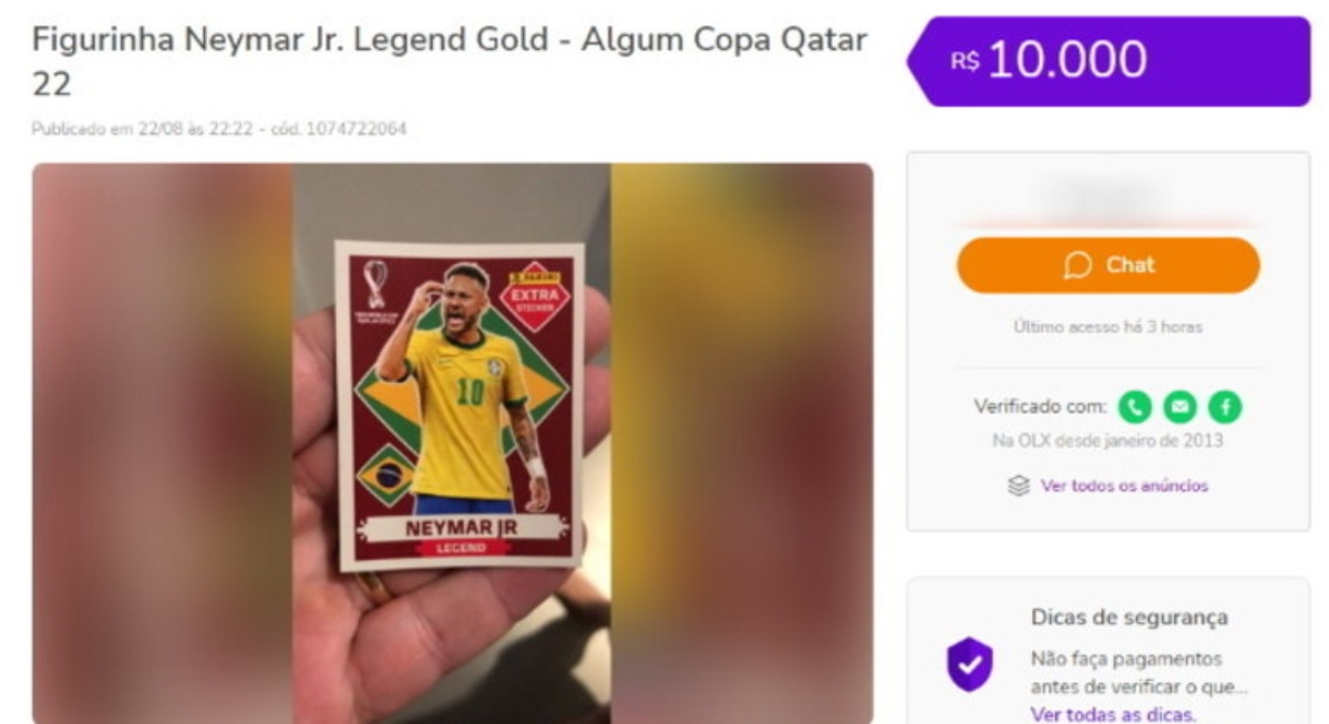 Quanto vale a figurinha de Neymar 2022? Neymar Legend é vendida a