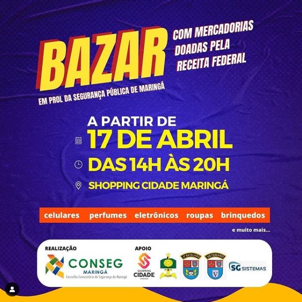  Bazar de produtos importados retidos pela receita em Maringá 