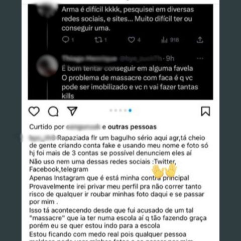 Depois de saber que suas postagens nazistas estavam com a polícia, adolescente fez novo post na internet dizendo que haviam usado seu nome em perfis falsos e que as postagens não eram suas. (Foto: Reprodução / redes sociais)