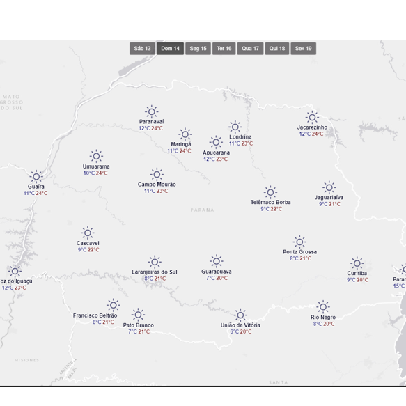 Paraná terá mínima de 6ºC neste domingo (14)