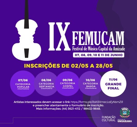 Música: Femucam segue com inscrições abertas; premiação é em dinheiro