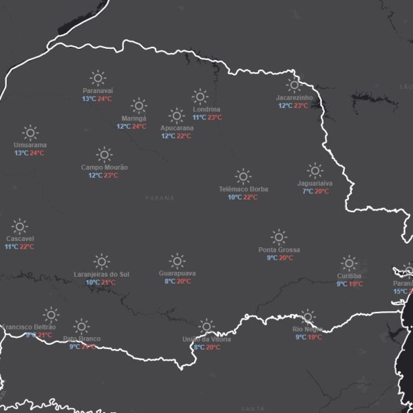 Curitiba terá mínima de 9ºC no final de semana