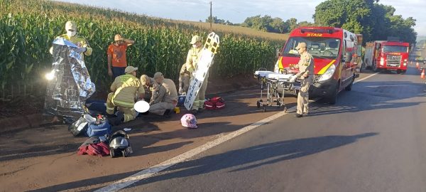 Motociclista fica em estado grave após acidente na PR-317, em Maringá.