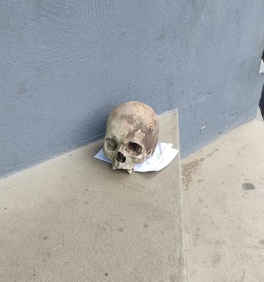  Crânio humano é deixado em porta de delegacia com uma carta no Maranhão 