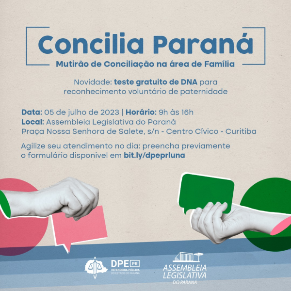 Muritão Concilia Paraná terá exames de DNA gratuito para reconhecimento de paternidade