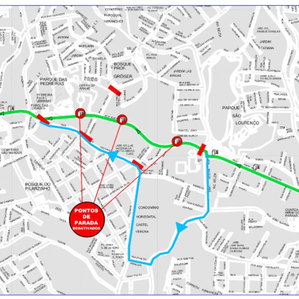 Mudança de itinerários de ônibus na região da pedreira Paulo Leminski - show dos Titãs