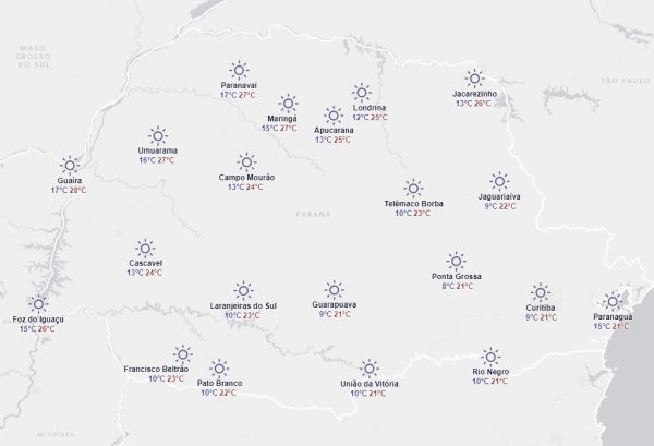 mapa da previsão do tempo maringá 30