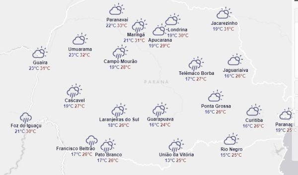 mapa da previsão do tempo