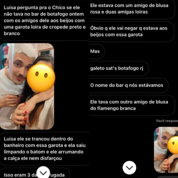 Prints mostram que Luísa Sonza supostamente descobriu traição de Chico por fã