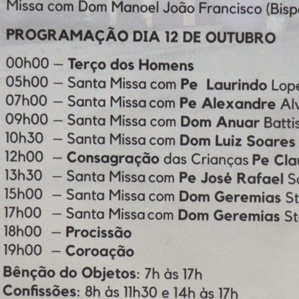 programação festa da padroeira