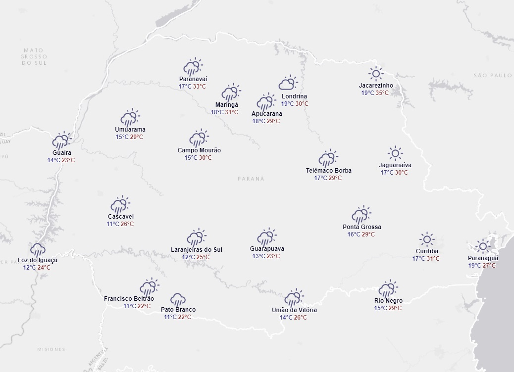  mapa da previsão do tempo 