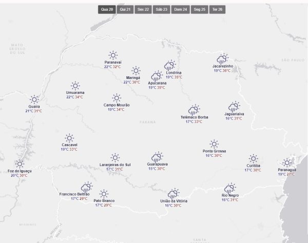 mapa da previsão do tempo 20 09 23