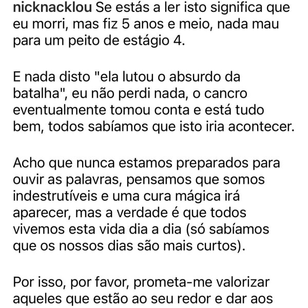 Influenciadora que lutava contra o câncer morre aos 35 anos e deixa texto