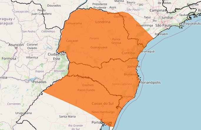  Alerta Laranja no paraná para tempestades 