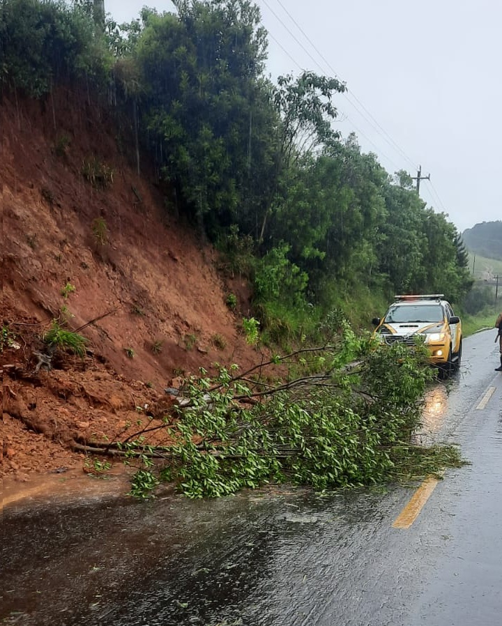  Deslizamento de terra e queda de árvore são registrados na PR-340 2 