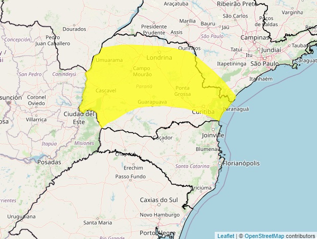  Maringá está em área de alerta amarelo para temporal; confira previsão do Inmet 2 