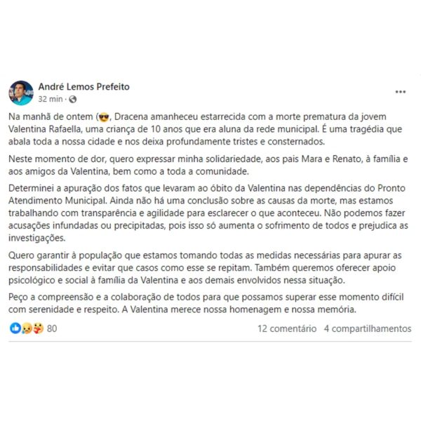 Criança de 10 anos morre após torcer o pé e quebrar a bacia na escola