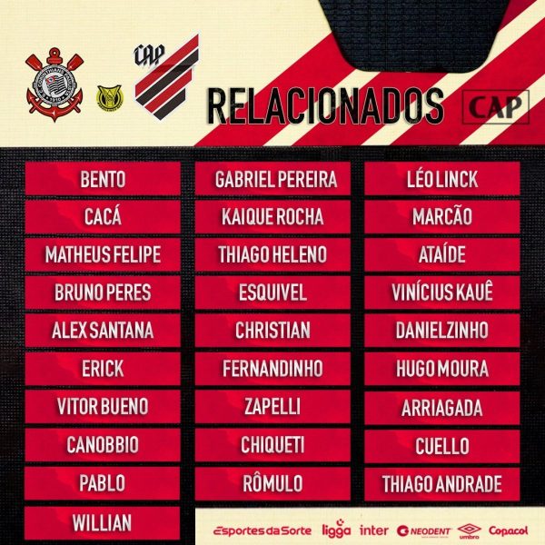 Veja os relacionados para Corinthians x Athletico