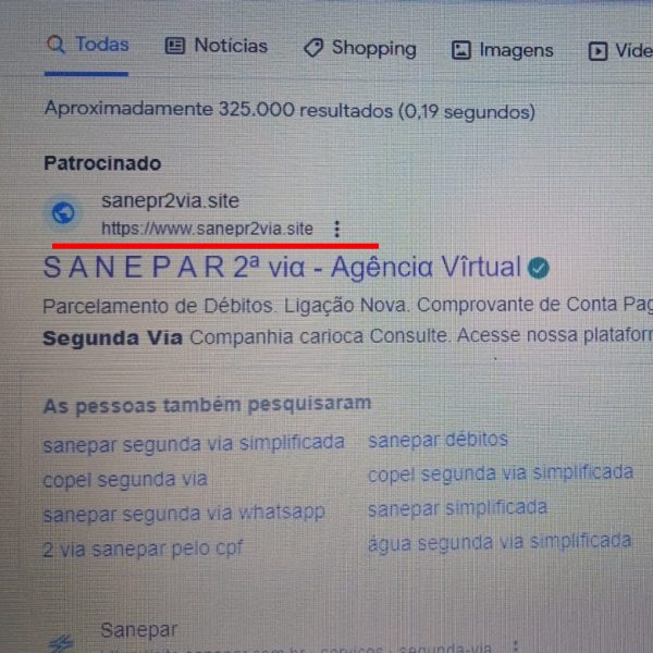 site falso sanepar - golpe