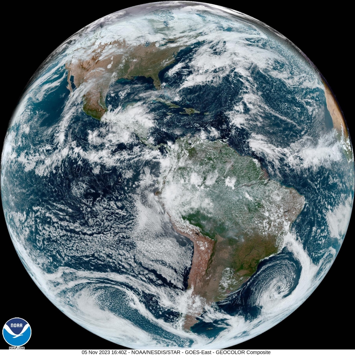  Satélite da NASA flagra passagem de ciclone no Sul do Brasil 