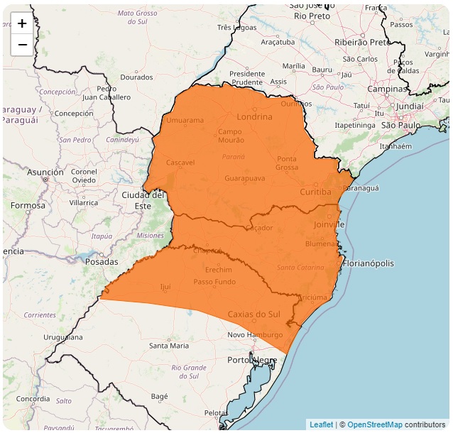  mapa da previsão do tempo com alerta de temporal 