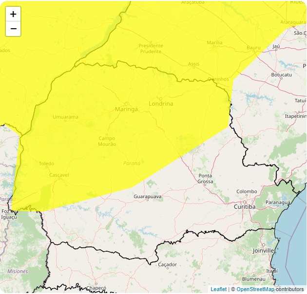  Maringá está em área de perigo potencial para chuvas intensas, alerta Inmet 