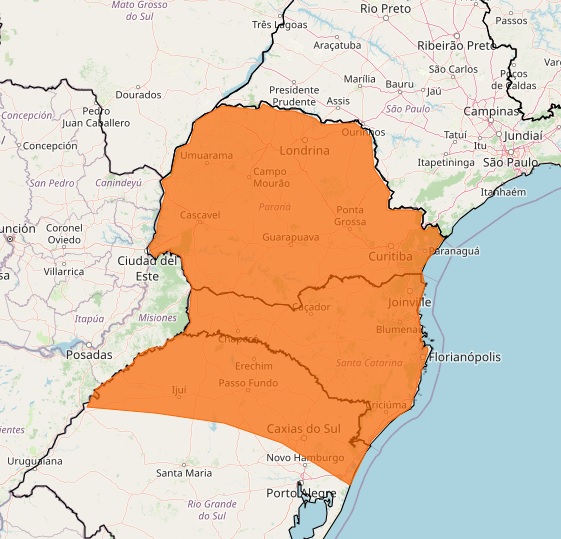 mapa paraná tempestades novembro