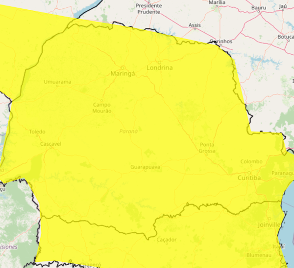 Londrina está em alerta amarelo de tempestade