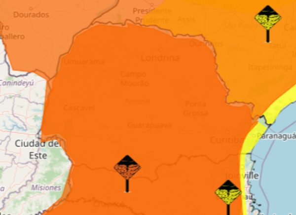 Paraná tem três alertas emitidos pelo Inmet