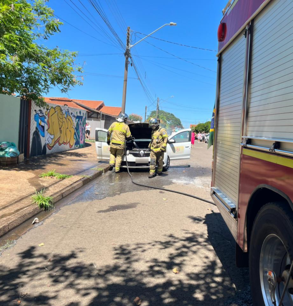 Carro da Prefeitura de Londrina pega fogo