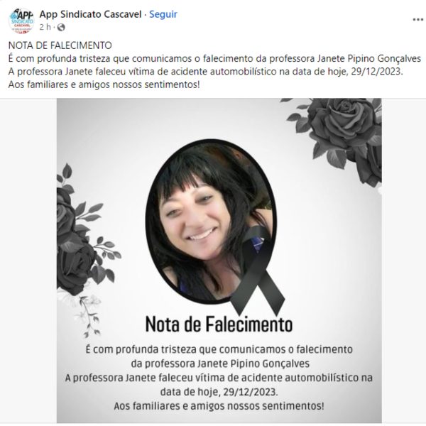 professora morreu