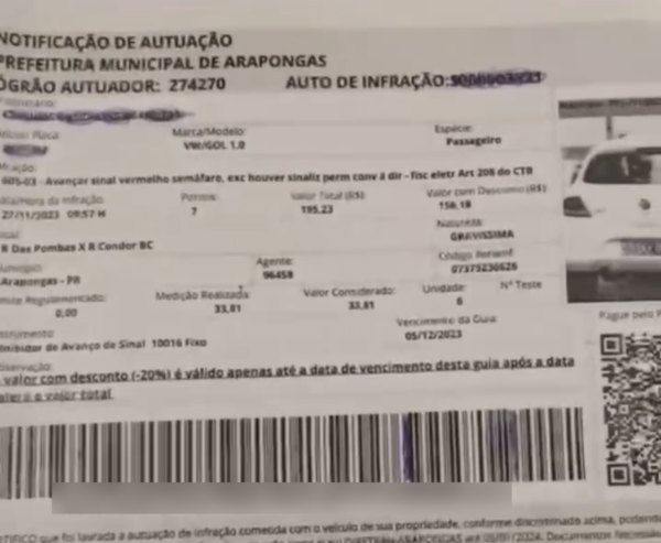  Moradores de Arapongas recebem multas falsas 
