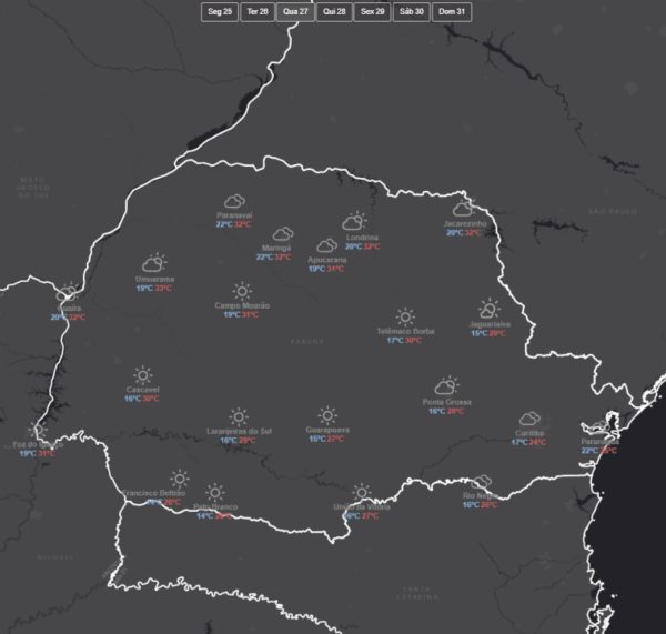 previsão do tempo paraná