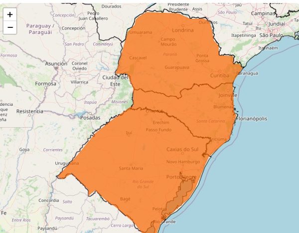 alerta laranja está sob os três estados do sul. risco de tempestade