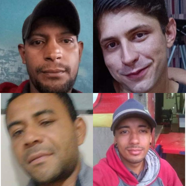  imagem de quatro homens desaparecidos, ilustrando uma matéria sobre o desaparecimento de quatro homens em Wenceslau Braz 