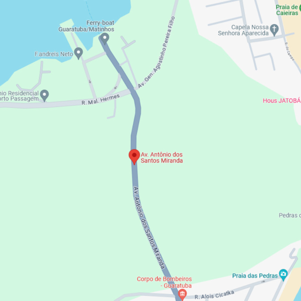 trecho do google maps, ilustrando uma matéria sobre o ferry boat de guaratuba