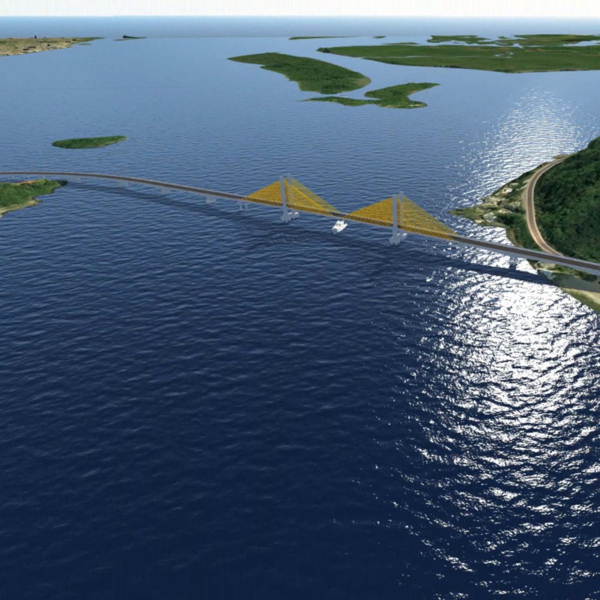  ilustração da maquete da nova ponte de guaratuba, no litoral do paraná 