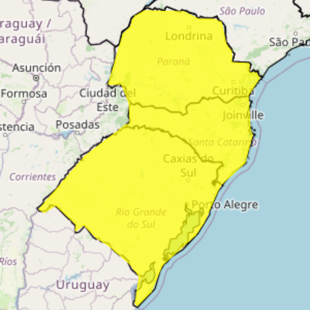  alerta amarelo sul 