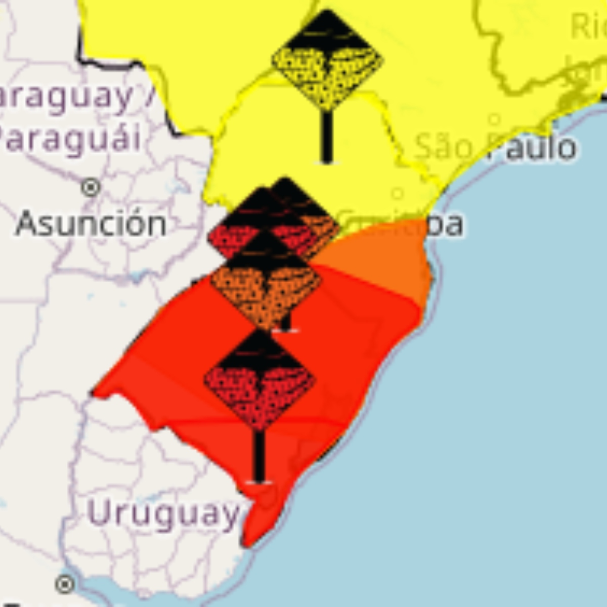  Alerta vermelho temporais no Sul do Brasil 