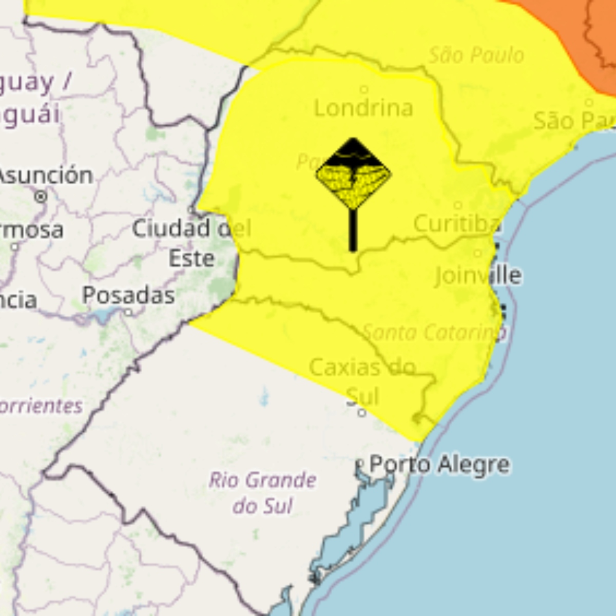  Alerta amarelo para tempestades no Paraná 